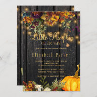 Little pumpkin on the way autumn fall baby shower invitation