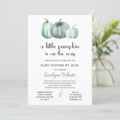Little Pumpkin on the Way Baby Shower by Mail Invitation (Standing Front)