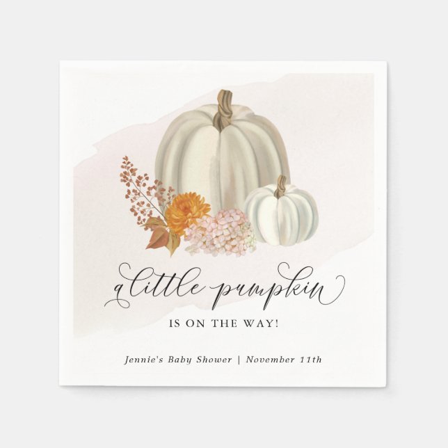 Little Pumpkin on the Way Baby Shower Customized Napkins (Front)
