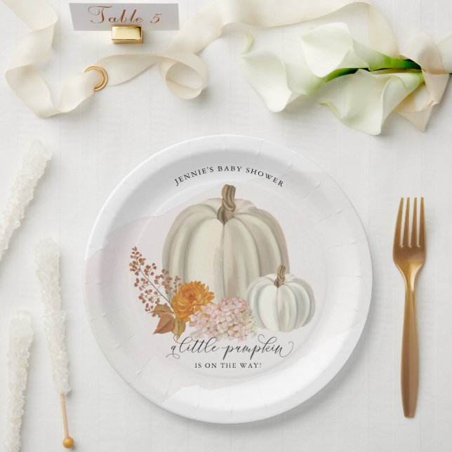 Little Pumpkin on the Way Baby Shower Customized Paper Plates (Wedding)