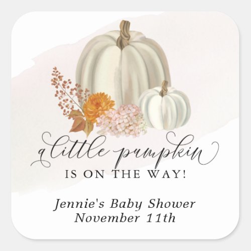 Little Pumpkin on the Way Baby Shower Customized Square Sticker