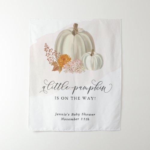 Little Pumpkin on the Way Baby Shower Customized Tapestry