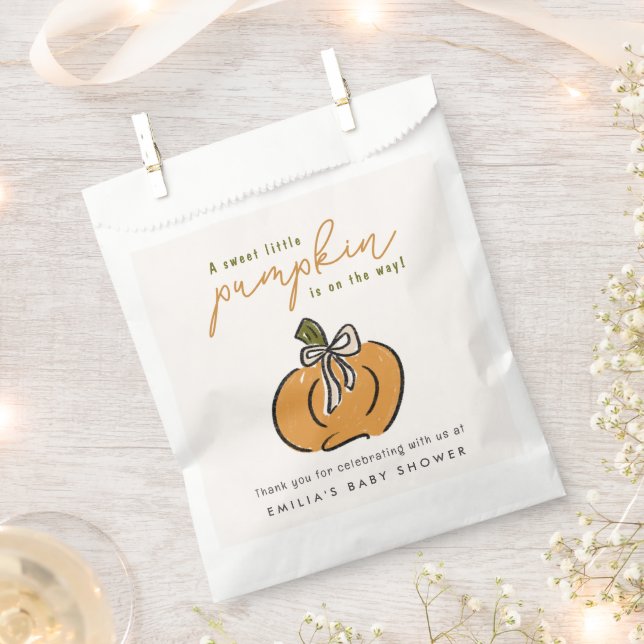 Little Pumpkin On The Way Baby Shower Favor Bag (Clipped)
