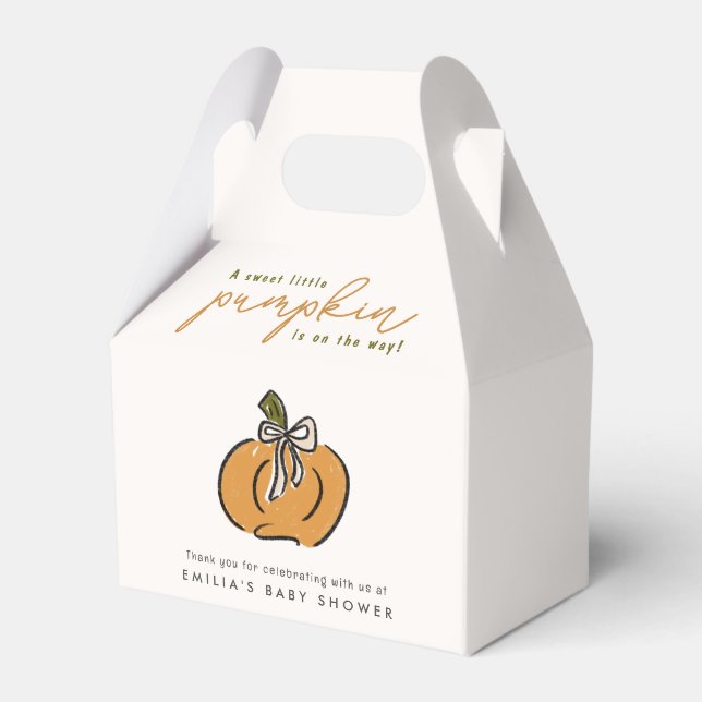 Little Pumpkin On The Way Baby Shower Favor Boxes (Front Side)