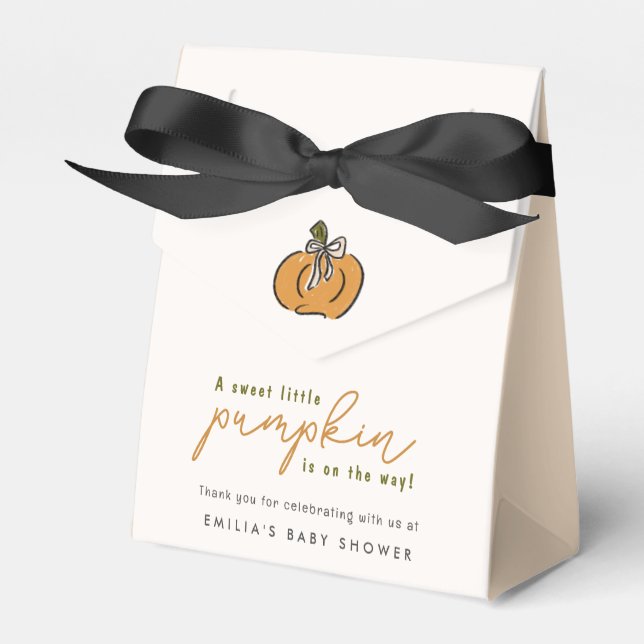 Little Pumpkin On The Way Baby Shower Favor Boxes (Front Side)