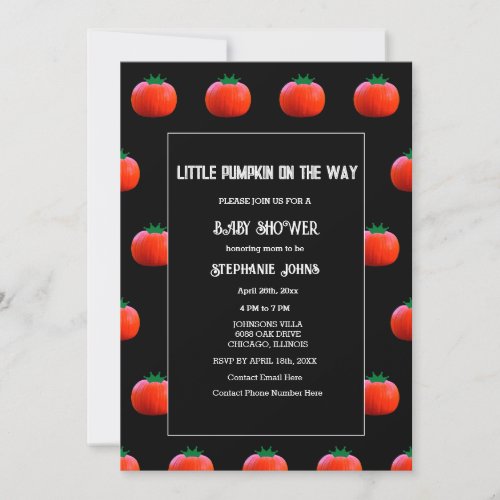 Little Pumpkin On The Way Baby Shower Girls Boys Invitation