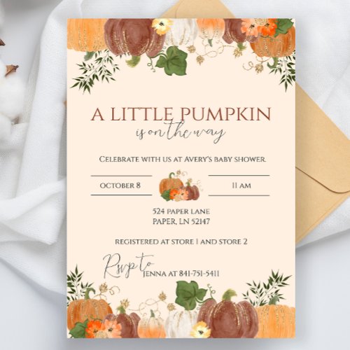 Little Pumpkin on the Way Baby Shower Invite