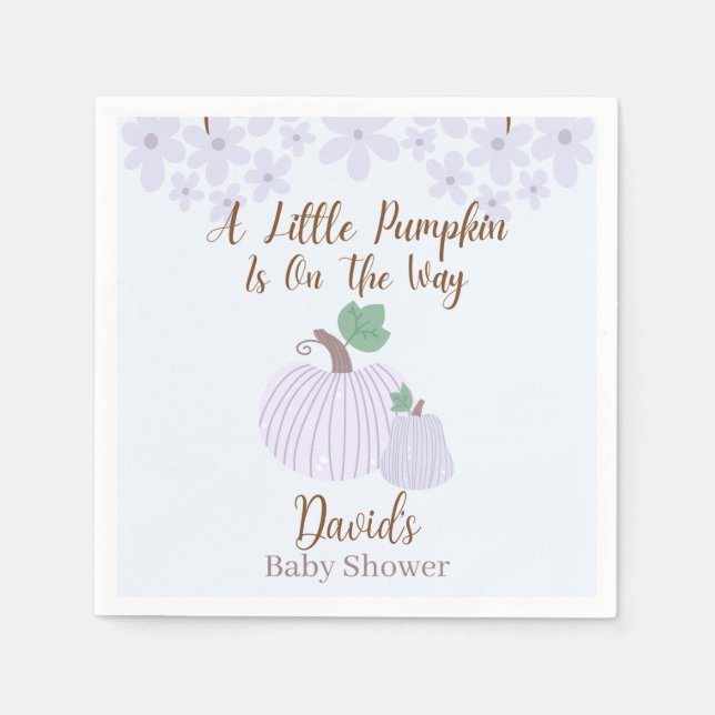 Little Pumpkin On The Way Baby Shower Napkins (Front)