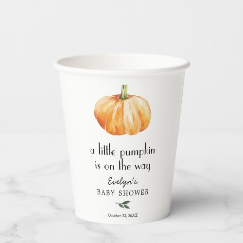 Little Pumpkin on the Way Baby Shower Paper Cups