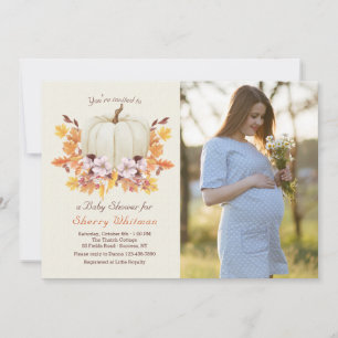 Little Pumpkin On The Way Baby Shower Photo  Invitation