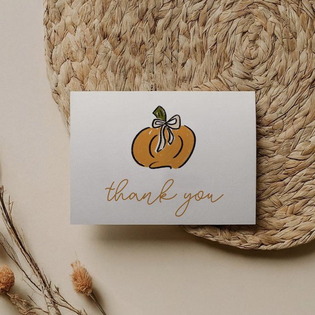 Little Pumpkin On The Way Baby Shower Thank You (Cute little pumpkin Baby Shower Thank You greeting card.)