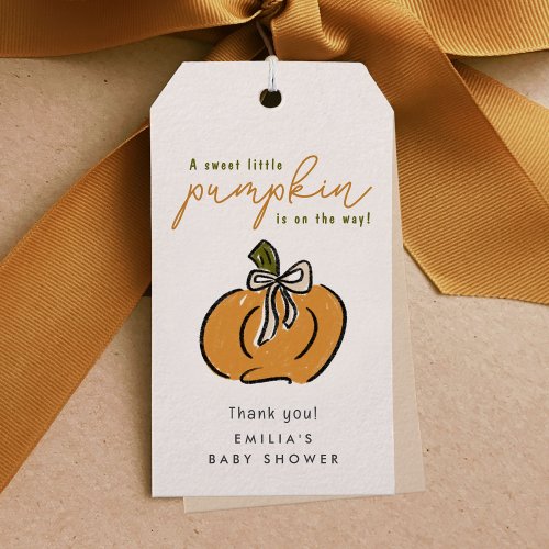 Little Pumpkin On The Way Baby Shower Thank You Gift Tags