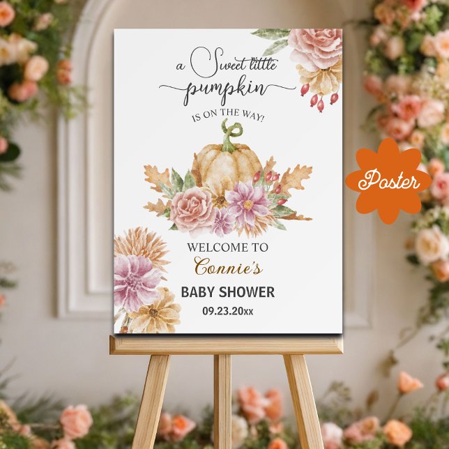 Little Pumpkin on the Way Baby Shower Welcome Poster (Creator Uploaded)