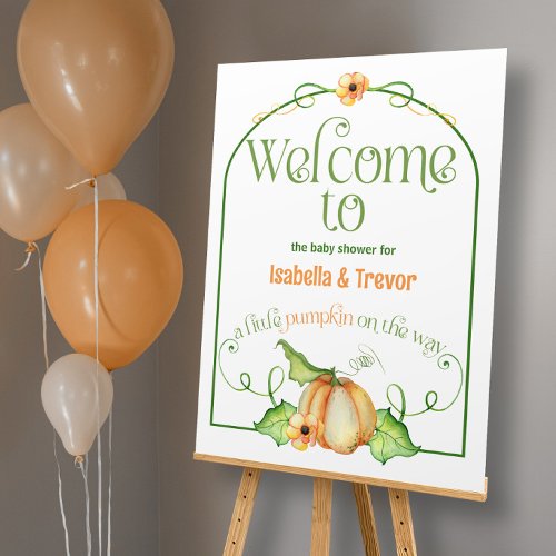 Little Pumpkin on the Way Baby Shower Welcome Sign