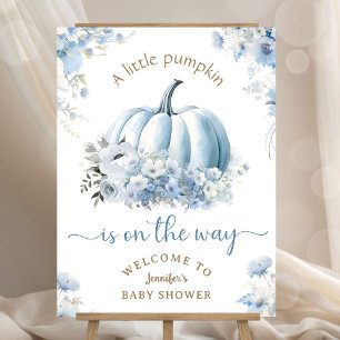 Little Pumpkin On the Way Blue Boy Baby Foam Board