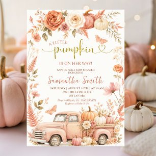 Little Pumpkin On The Way Boho Floral Baby Shower Invitation