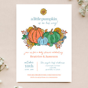 Little Pumpkin On the Way Boy Baby Shower Invitation