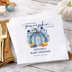 Little Pumpkin On The Way Boy Baby Shower Paper Napkins