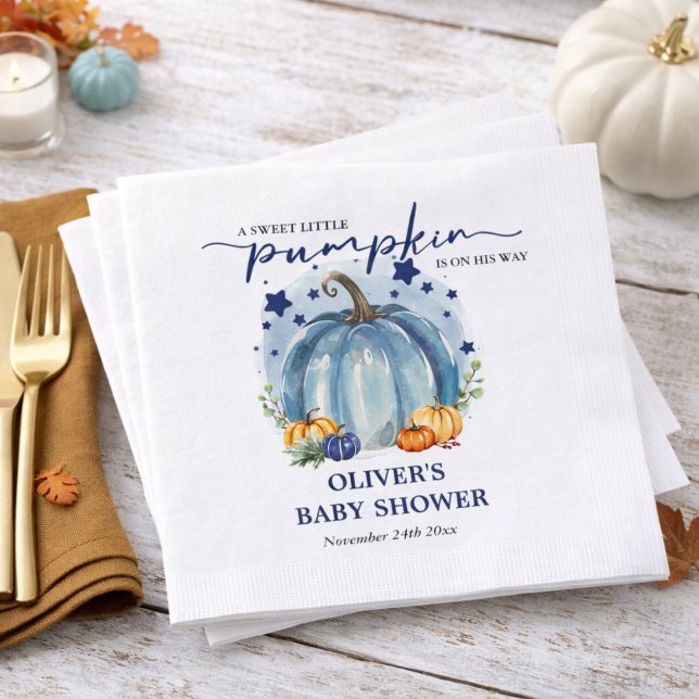 Little Pumpkin On The Way Boy Baby Shower Paper Napkins (Creator Uploaded)