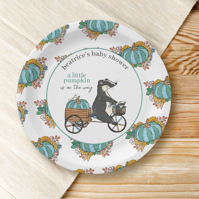 Little Pumpkin on the Way Boy Baby Shower Paper Plates (Creator Uploaded)