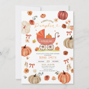Little Pumpkin on the way Carriage Baby Shower Invitation