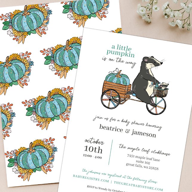 Little Pumpkin on the Way Couples Boy Baby Shower Invitation (Creator Uploaded)