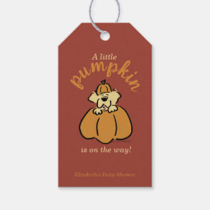 Little Pumpkin on the Way Cute Puppy Baby Shower Gift Tags