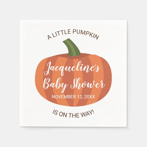 Little Pumpkin On The Way Fall Autumn Baby Shower Napkins