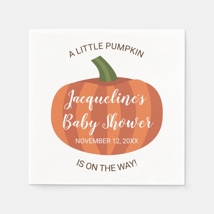 Little Pumpkin On The Way Fall Autumn Baby Shower Napkins Zazzle