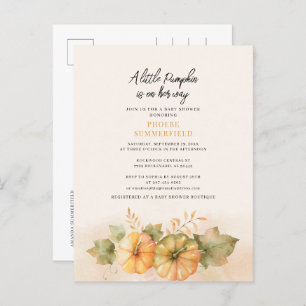 Little Pumpkin On the Way Fall Baby Shower Invitation Postcard