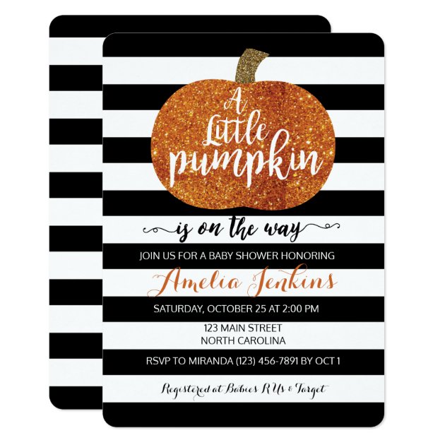 Little Pumpkin On The Way Fall Baby Shower Invite