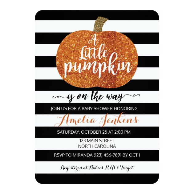 Little Pumpkin On The Way Fall Baby Shower Invite