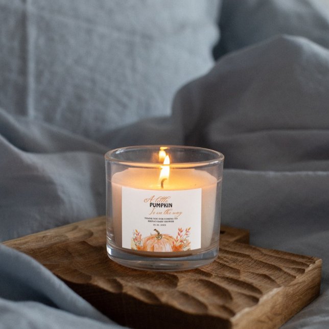 Little pumpkin on the way  Fall Baby shower Label (Creator Uploaded)