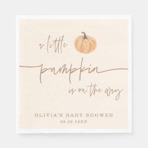 Little Pumpkin On The Way Fall Baby Shower Napkins