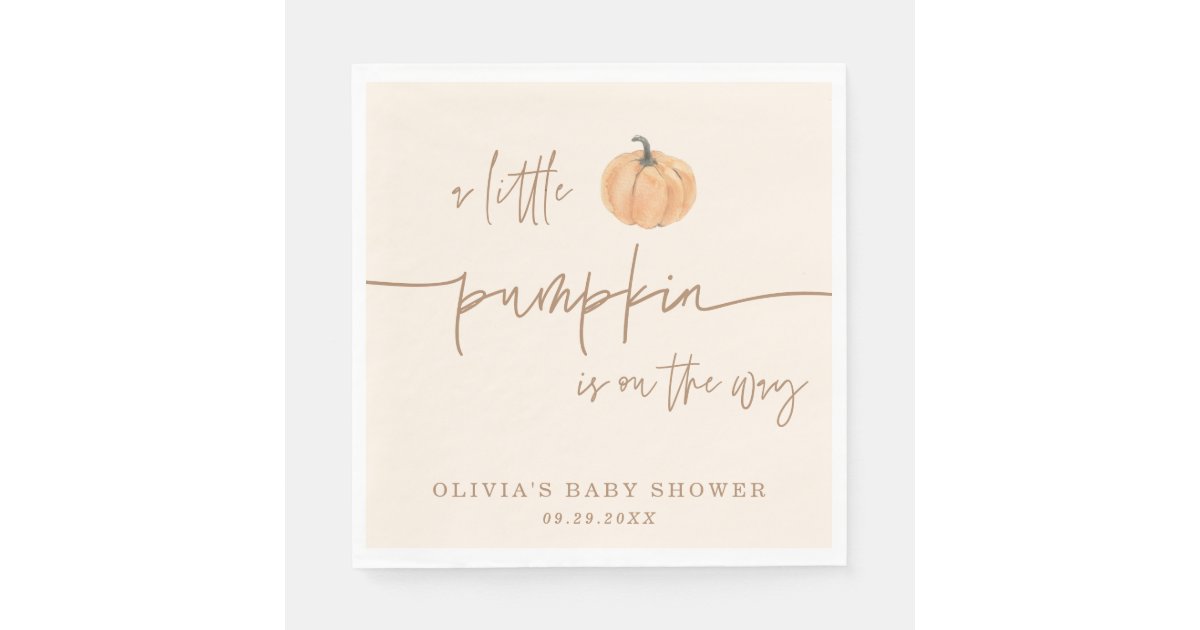 Little Pumpkin On The Way Fall Baby Shower Napkins Zazzle