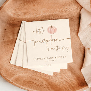 Little Pumpkin On The Way Fall Baby Shower Napkins