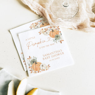Little Pumpkin On The Way Fall Baby Shower Napkins