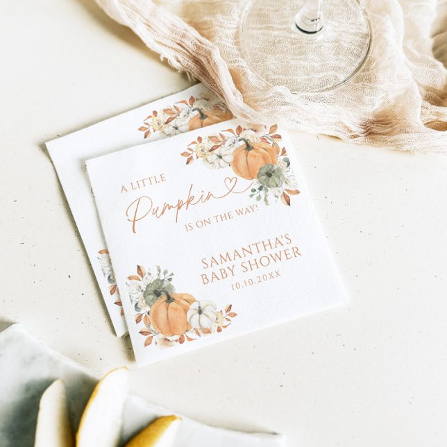 Little Pumpkin On The Way Fall Baby Shower Napkins (Creator Uploaded)