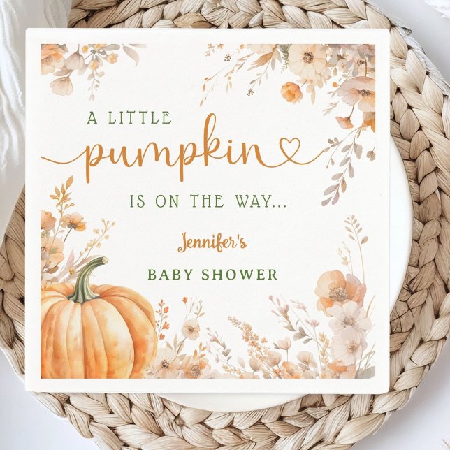 Little Pumpkin on The Way Fall Baby Shower Paper Napkins (Creator Uploaded)