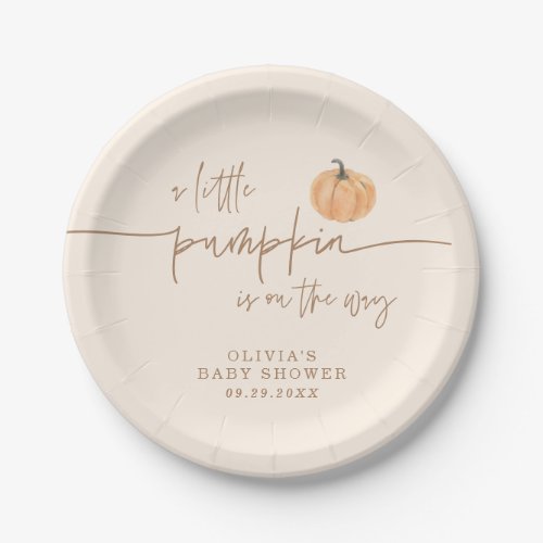 Little Pumpkin On The Way Fall Baby Shower Paper Plates