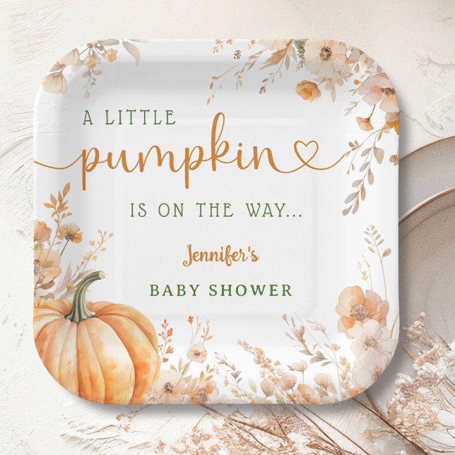 Little Pumpkin on The Way Fall Baby Shower Paper Plates (Creator Uploaded)