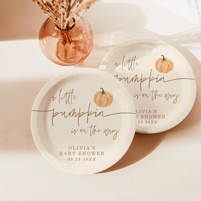 Little Pumpkin On The Way Fall Baby Shower Paper Plates (Creator Uploaded)
