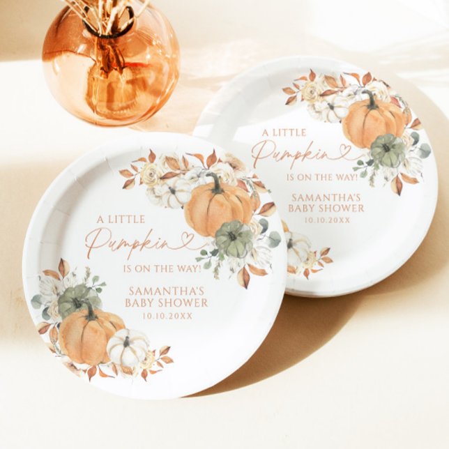 Little Pumpkin On The Way Fall Baby Shower Paper Plates (Creator Uploaded)