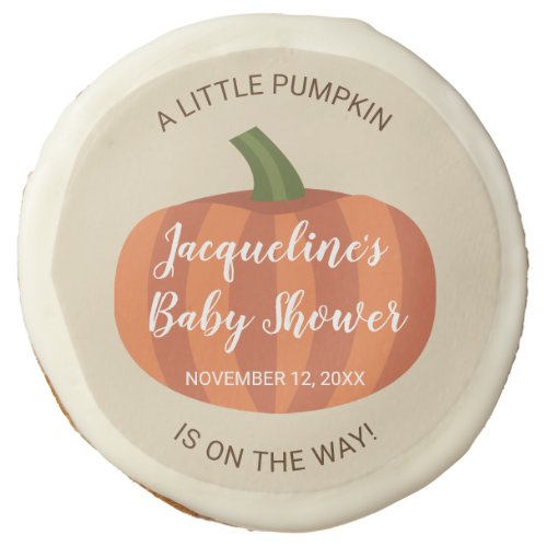 Little Pumpkin On The Way Fall Baby Shower Sugar Cookie