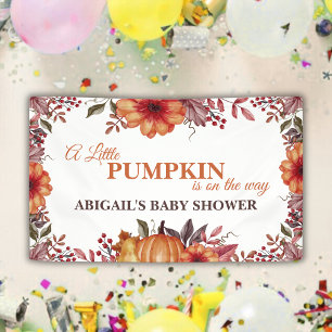 Little Pumpkin On The Way Fall Floral Baby Shower  Banner