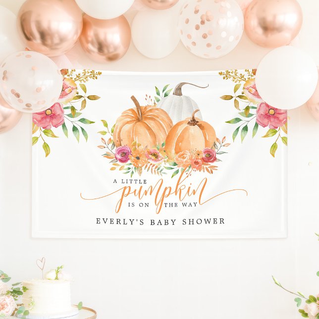 Little Pumpkin On The Way Fall Floral Baby Shower Banner (Creator Uploaded)