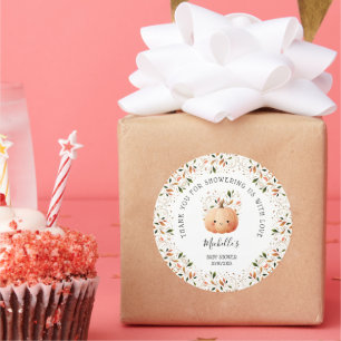 Little Pumpkin on the Way Fall Floral Baby Shower Classic Round Sticker