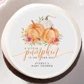 Little Pumpkin On The Way Fall Floral Baby Shower Edible Frosting Rounds