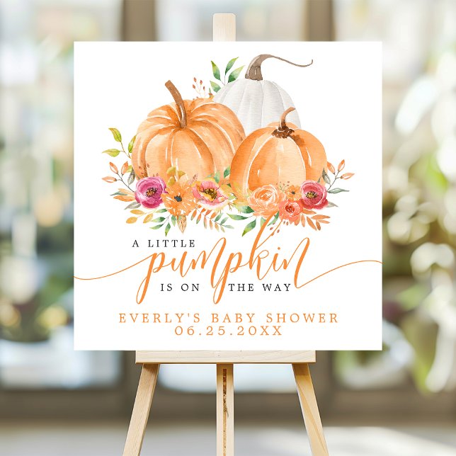 Little Pumpkin On The Way Fall Floral Baby Shower Foam Board (Creator Uploaded)