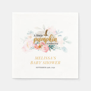 Little Pumpkin on The Way Fall Girls Baby Shower Napkins